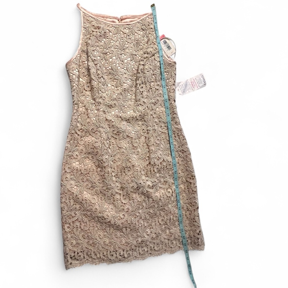 Jessica McClintock Vintage Gold Metallic Lace Cocktail Dress NWT 8 (Small) 90s - Picture 10 of 11